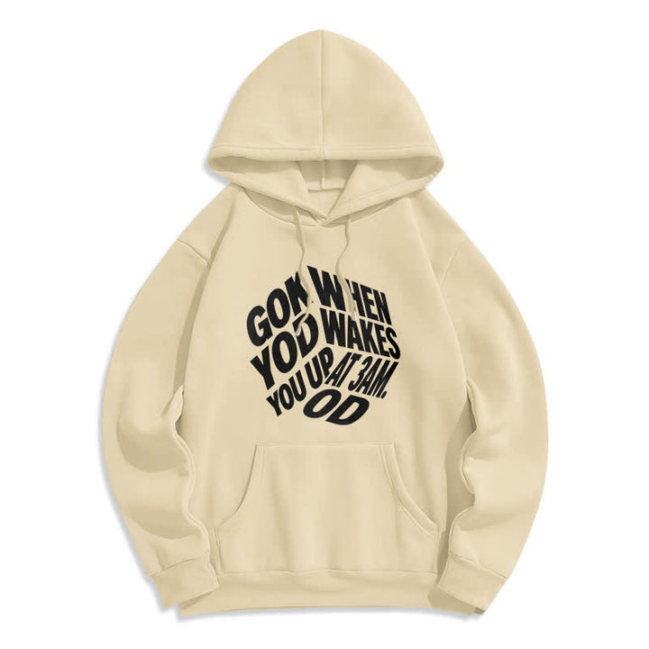 Christianartworkshop Sudadera con capucha forrada de felpa con estampado de grafiti "Hijo de Dios" - Beige - 2XL - image 4