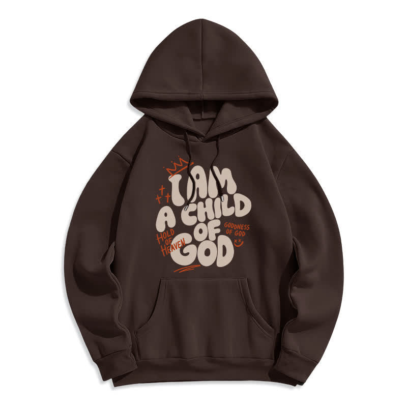Christianartworkshop Sudadera con capucha extragrande forrada de felpa con estampado de grafiti "Hijo de Dios" - Marrón - 2XL - image 2