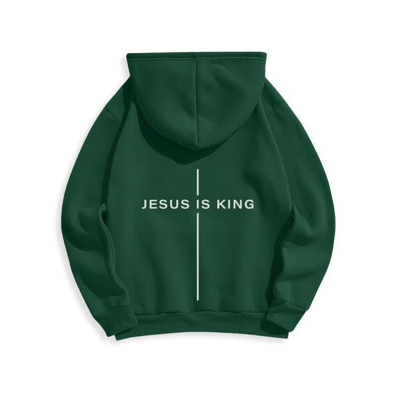 Christianartworkshop Sudadera con capucha forrada de felpa estilo streetwear con estampado de Jesús es Rey - image 13