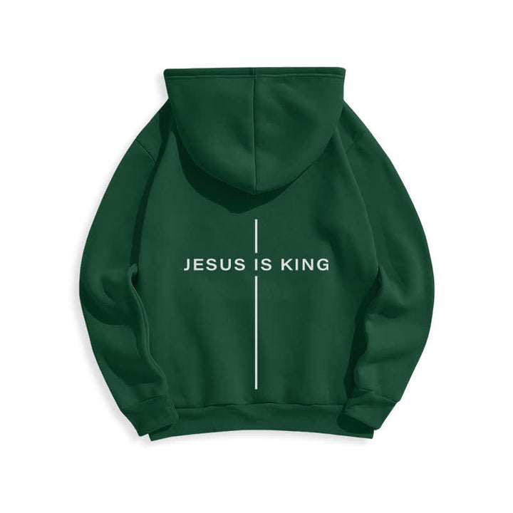 Christianartworkshop Sudadera con capucha forrada de felpa estilo streetwear con estampado de Jesús es Rey - image 13