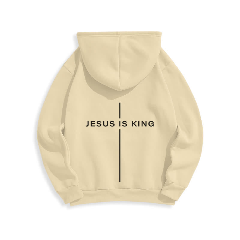 Christianartworkshop Sudadera con capucha forrada de felpa estilo streetwear con estampado de Jesús es Rey - image 7
