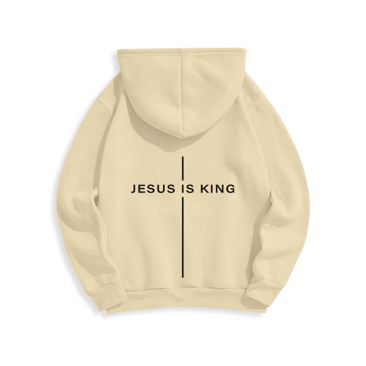 Christianartworkshop Sudadera con capucha forrada de felpa estilo streetwear con estampado de Jesús es Rey - image 7