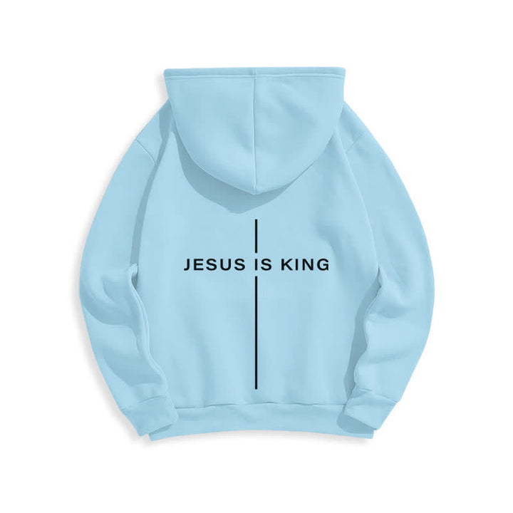 Christianartworkshop Sudadera con capucha forrada de felpa estilo streetwear con estampado de Jesús es Rey - image 16