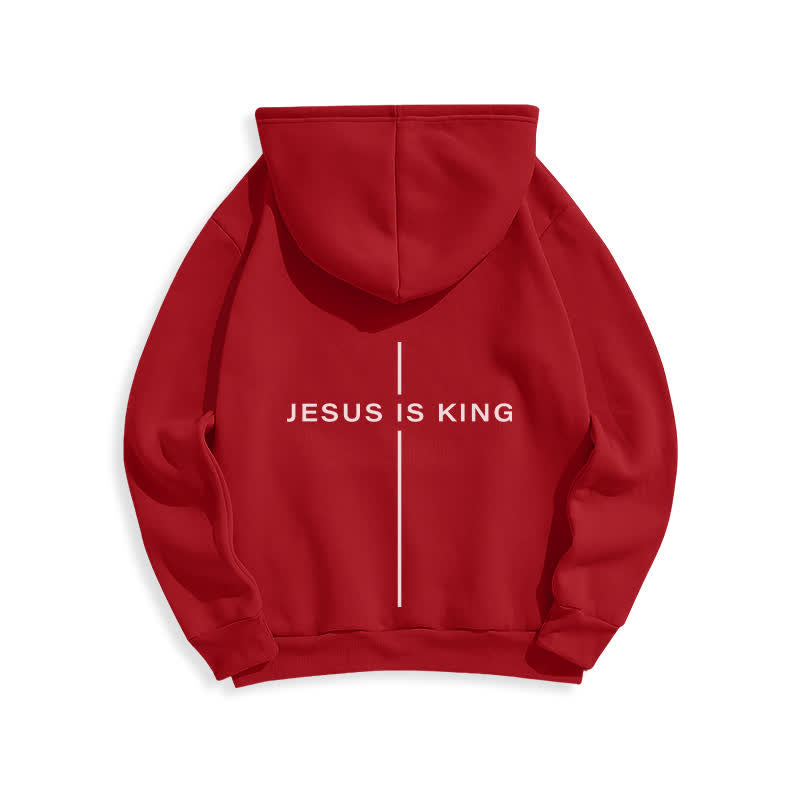 Christianartworkshop Sudadera con capucha forrada de felpa estilo streetwear con estampado de Jesús es Rey - image 22