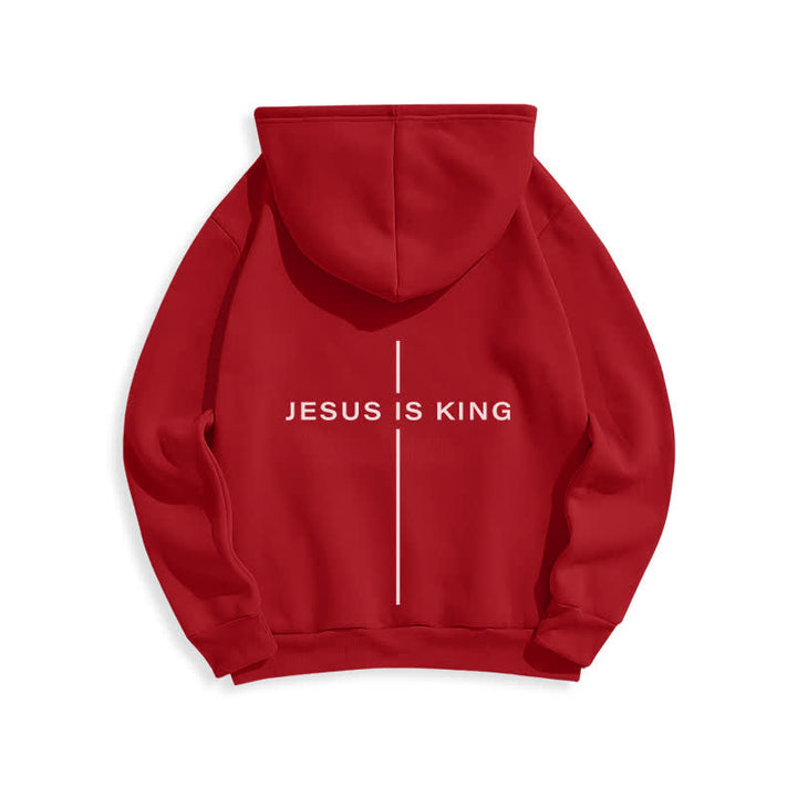 Christianartworkshop Sudadera con capucha forrada de felpa estilo streetwear con estampado de Jesús es Rey - image 22