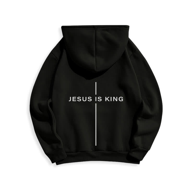 Christianartworkshop Sudadera con capucha forrada de felpa estilo streetwear con estampado de Jesús es Rey - image 10