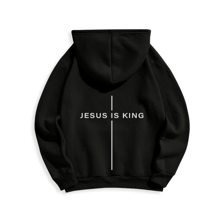 Christianartworkshop Sudadera con capucha forrada de felpa estilo streetwear con estampado de Jesús es Rey - image 10