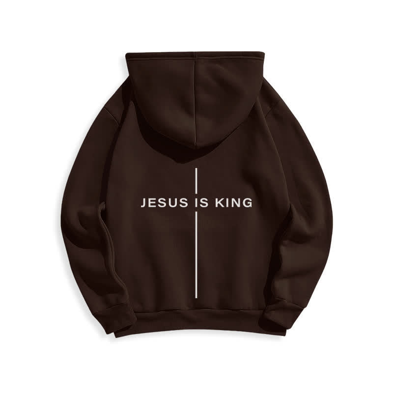 Christianartworkshop Sudadera con capucha forrada de felpa estilo streetwear con estampado de Jesús es Rey - image 19