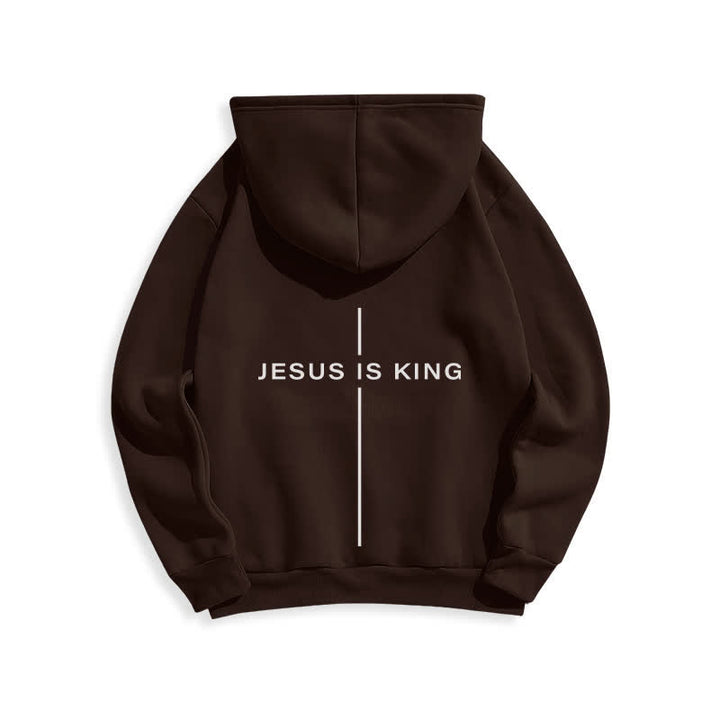 Christianartworkshop Sudadera con capucha forrada de felpa estilo streetwear con estampado de Jesús es Rey - image 19