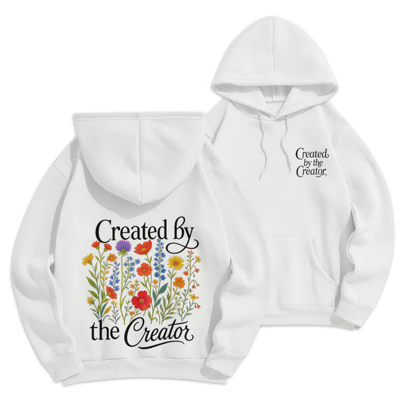 Christianartworkshop Sudadera con capucha y estampado floral en la espalda, creada por el creador. - Blanco - 2XL - image 0