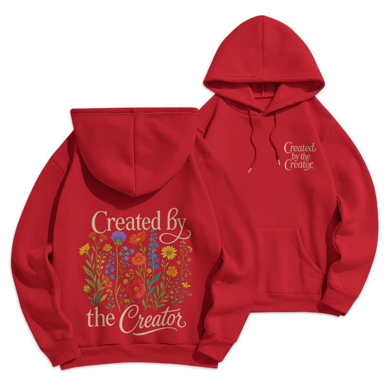 Christianartworkshop Sudadera con capucha y estampado floral en la espalda, creada por el creador. - Rojo - 2XL - image 15