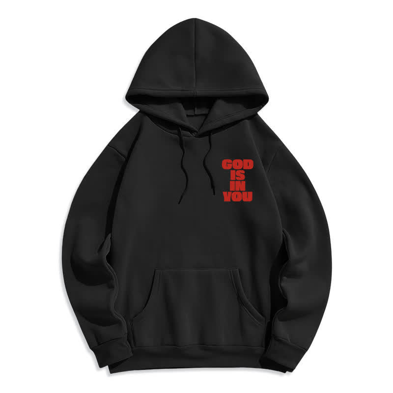 Christianartworkshop Sudadera con capucha roja estilo streetwear "Dios está en ti" - image 8
