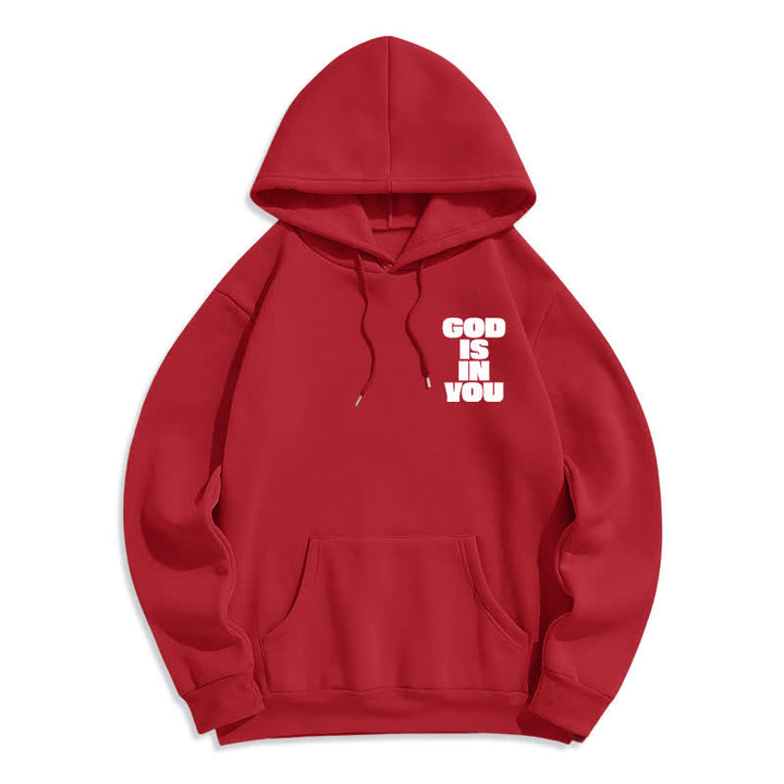 Christianartworkshop Sudadera con capucha roja estilo streetwear "Dios está en ti" - image 2