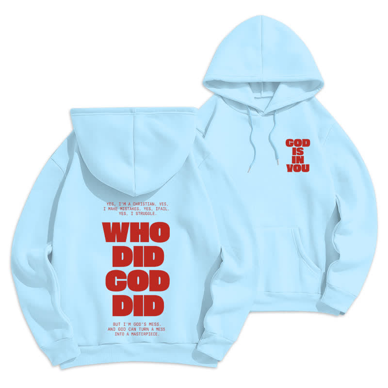 Christianartworkshop Sudadera con capucha roja estilo streetwear "Dios está en ti" - Azul - 2XL - image 15