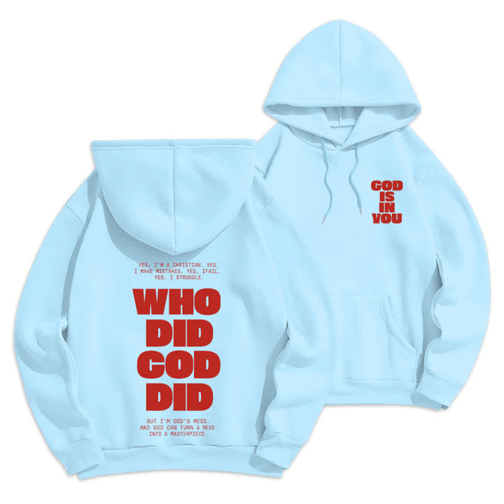Christianartworkshop Sudadera con capucha roja estilo streetwear "Dios está en ti" - Azul - 2XL - image 15