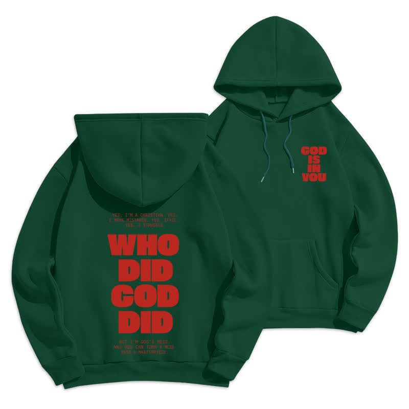 Christianartworkshop Sudadera con capucha roja estilo streetwear "Dios está en ti" - Verde - 2XL - image 21