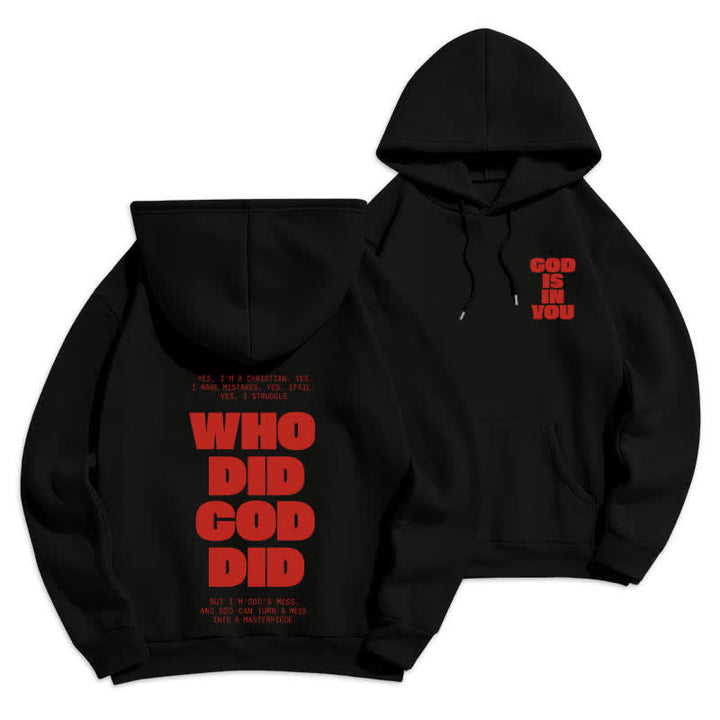 Christianartworkshop Sudadera con capucha roja estilo streetwear "Dios está en ti" - Negro - 2XL - image 6