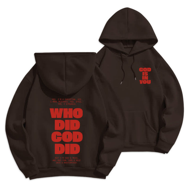 Christianartworkshop Sudadera con capucha roja estilo streetwear "Dios está en ti" - Marrón - 2XL - image 9