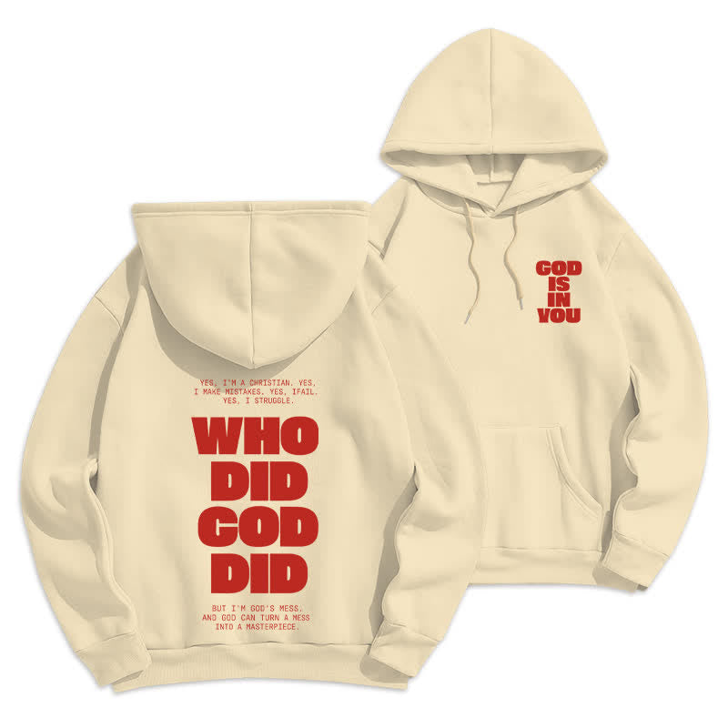 Christianartworkshop Sudadera con capucha roja estilo streetwear "Dios está en ti" - Beige - 2XL - image 18