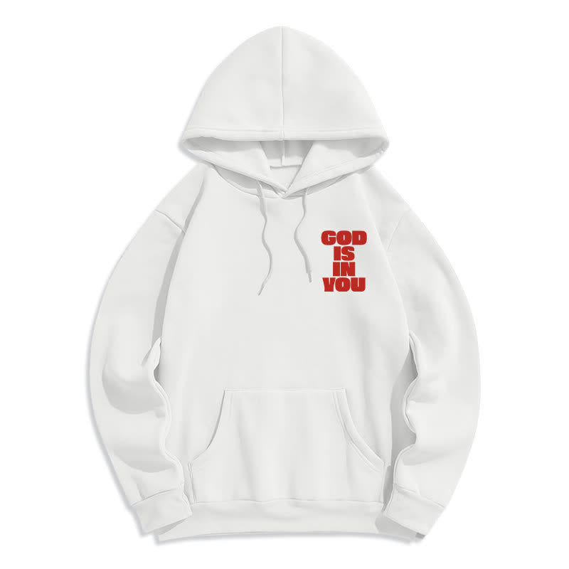 Christianartworkshop Sudadera con capucha roja estilo streetwear "Dios está en ti" - image 5