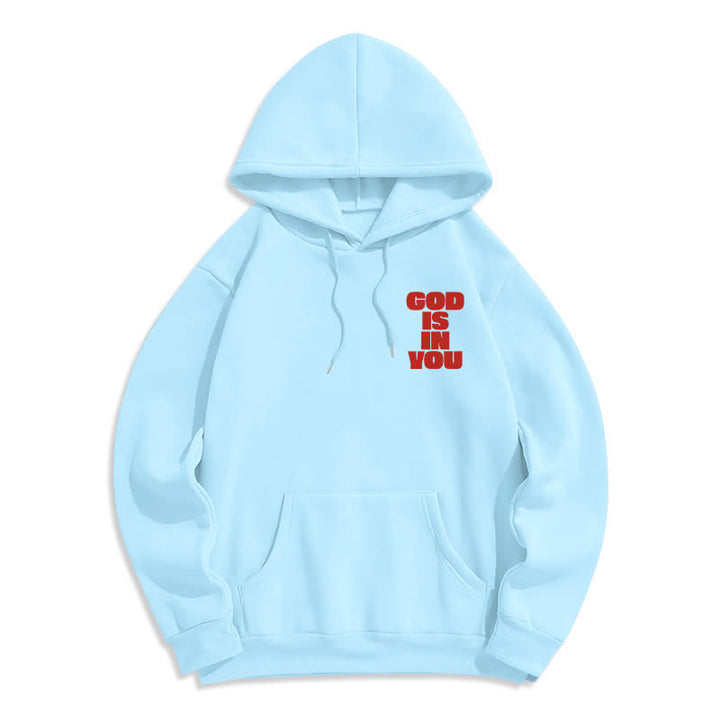 Christianartworkshop Sudadera con capucha roja estilo streetwear "Dios está en ti" - image 17