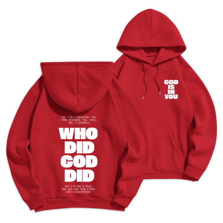Christianartworkshop Sudadera con capucha roja estilo streetwear "Dios está en ti" - Rojo - 2XL - image 0