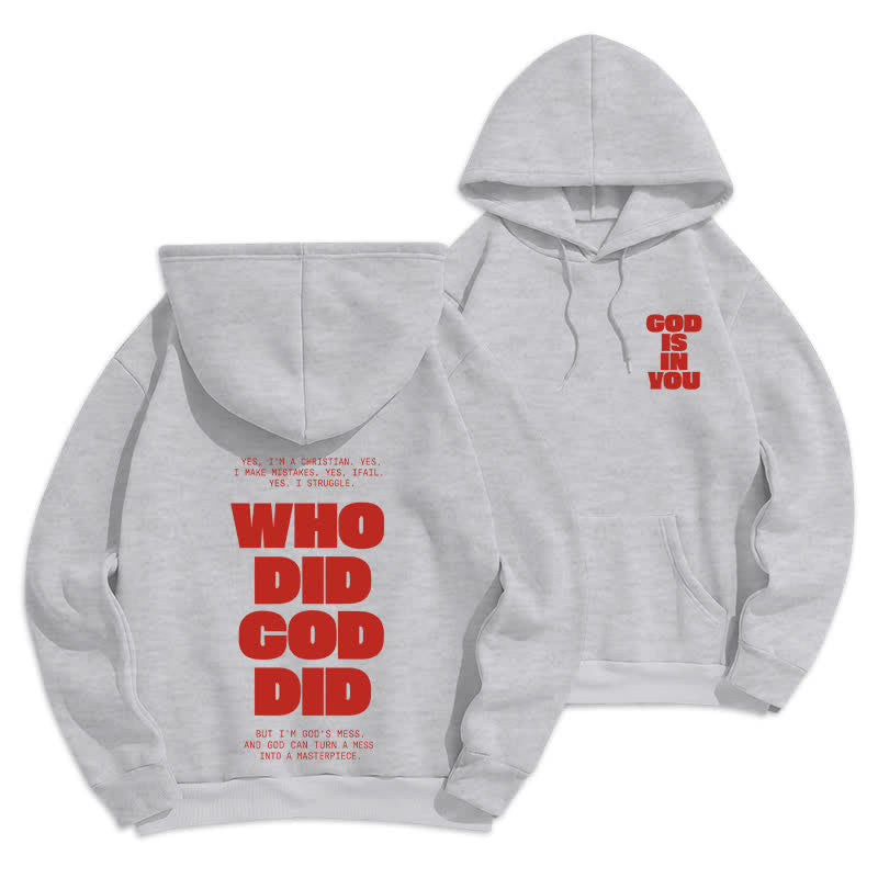 Christianartworkshop Sudadera con capucha roja estilo streetwear "Dios está en ti" - Gris - 2XL - image 12