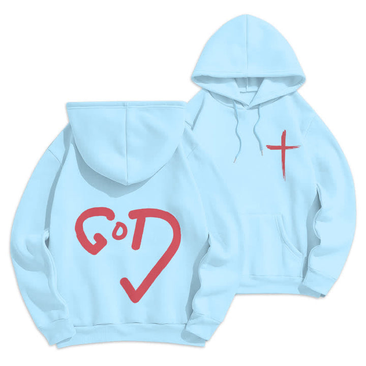 Christianartworkshop Sudadera con capucha forrada de felpa con grafiti de la Cruz Roja de Faith - Azul - 2XL - image 18