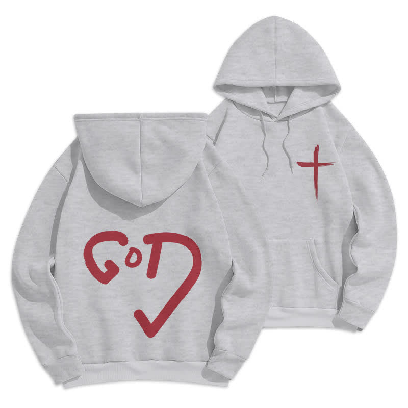 Christianartworkshop Sudadera con capucha forrada de felpa con grafiti de la Cruz Roja de Faith - Gris - 2XL - image 6