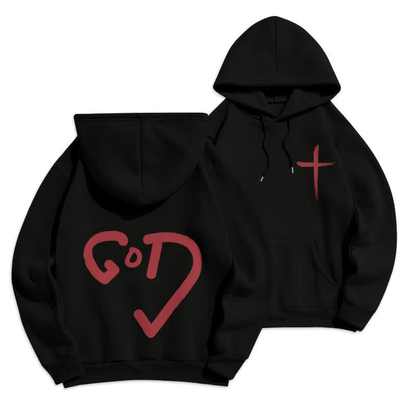 Christianartworkshop Sudadera con capucha forrada de felpa con grafiti de la Cruz Roja de Faith - Negro - 2XL - image 0