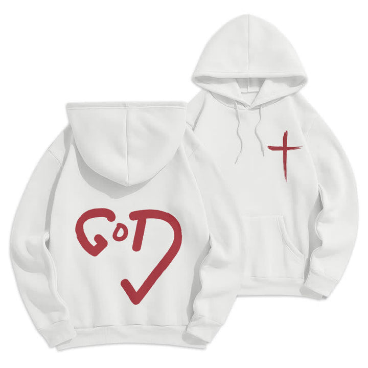 Christianartworkshop Sudadera con capucha forrada de felpa con grafiti de la Cruz Roja de Faith - Blanco - 2XL - image 3