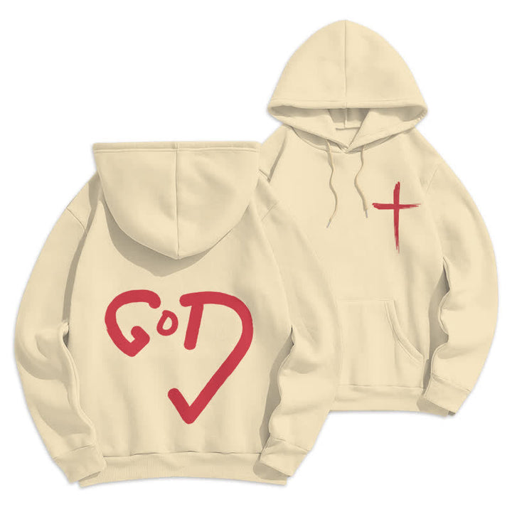 Christianartworkshop Sudadera con capucha forrada de felpa con grafiti de la Cruz Roja de Faith - Beige - 2XL - image 12