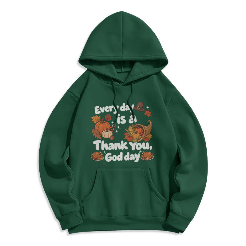 Christianartworkshop Gracias a Dios, Cosecha, Sudadera con capucha de forro polar con estampado de la cosecha - Verde - 2XL - image 6
