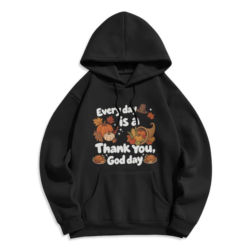 Christianartworkshop Gracias a Dios, Cosecha, Sudadera con capucha de forro polar con estampado de la cosecha - Negro - 2XL - image 1
