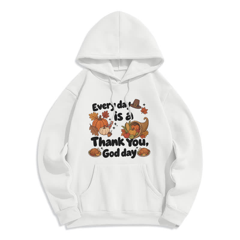 Christianartworkshop Gracias a Dios, Cosecha, Sudadera con capucha de forro polar con estampado de la cosecha - Blanco - 2XL - image 0