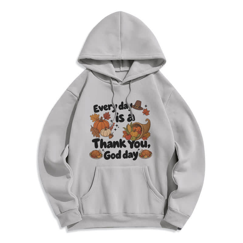 Christianartworkshop Gracias a Dios, Cosecha, Sudadera con capucha de forro polar con estampado de la cosecha - Gris - 2XL - image 3