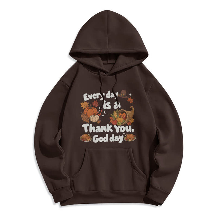 Christianartworkshop Gracias a Dios, Cosecha, Sudadera con capucha de forro polar con estampado de la cosecha - Marrón - 2XL - image 2