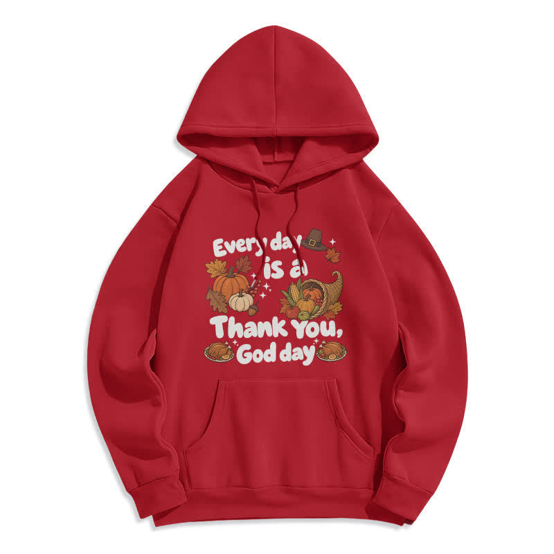 Christianartworkshop Gracias a Dios, Cosecha, Sudadera con capucha de forro polar con estampado de la cosecha - Rojo - 2XL - image 4