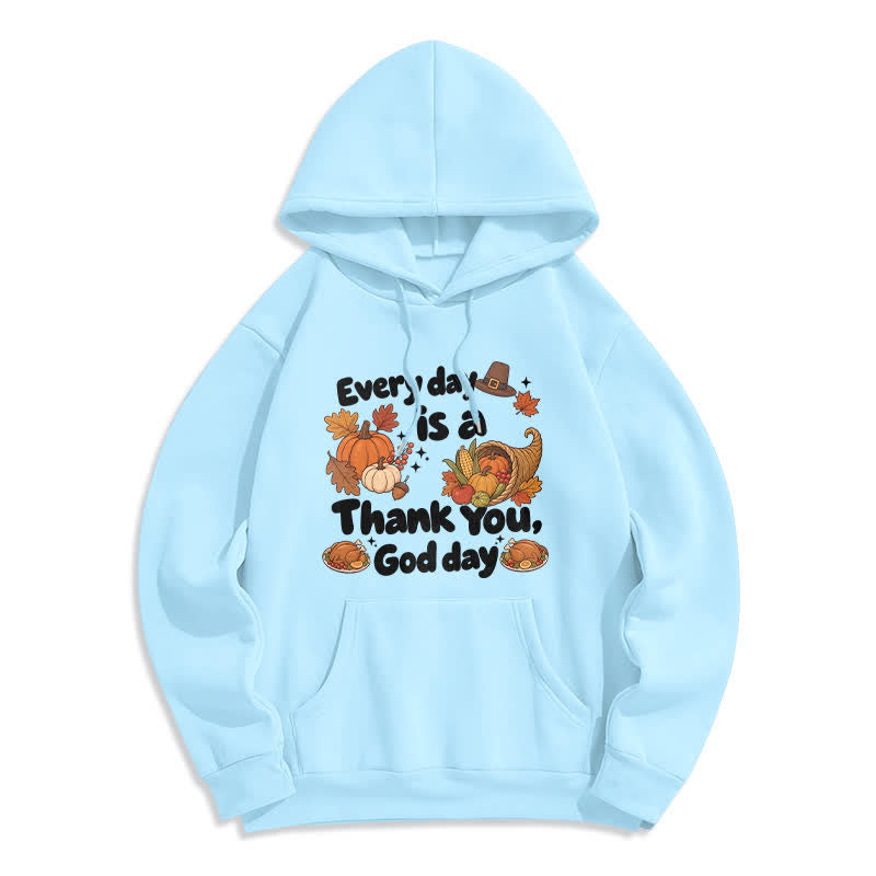 Christianartworkshop Gracias a Dios, Cosecha, Sudadera con capucha de forro polar con estampado de la cosecha - Azul - 2XL - image 5