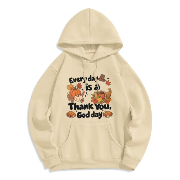 Christianartworkshop Gracias a Dios, Cosecha, Sudadera con capucha de forro polar con estampado de la cosecha - Beige - 2XL - image 7