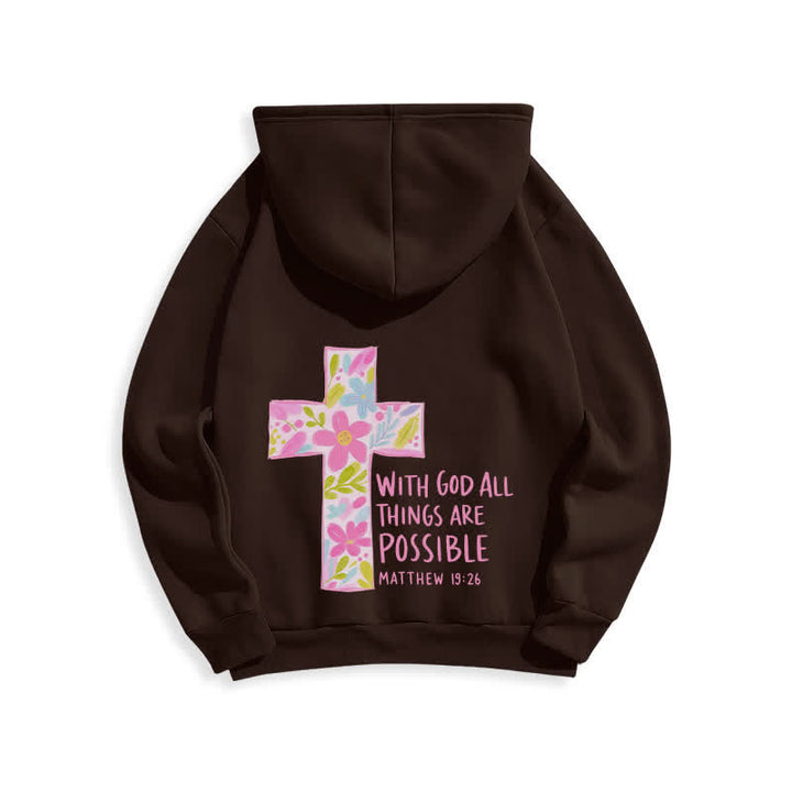 Christianartworkshop Sudaderas con capucha y cruz floral: Con Dios todo es posible. - image 10