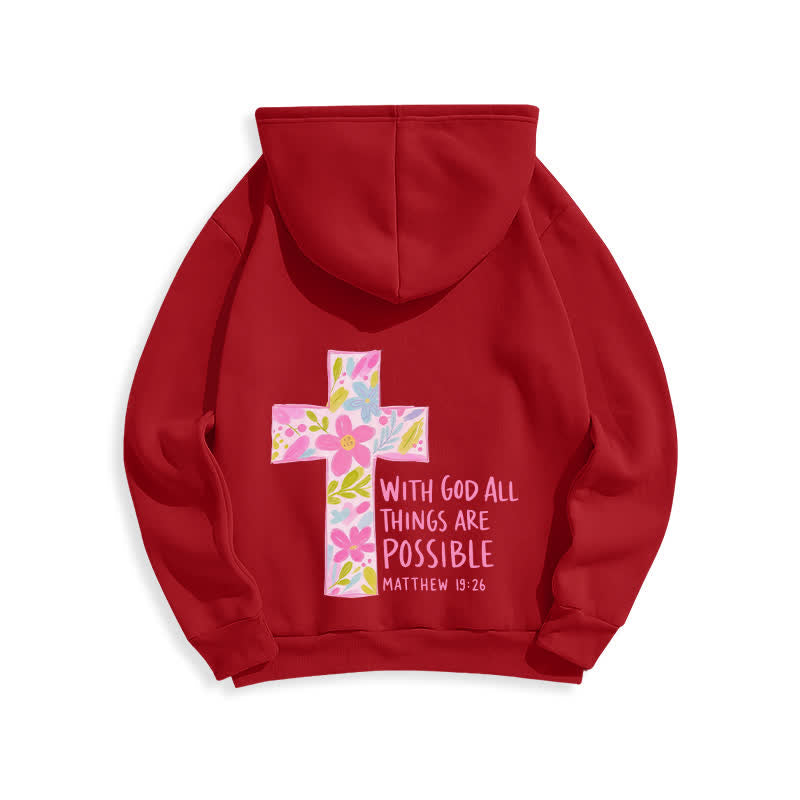 Christianartworkshop Sudaderas con capucha y cruz floral: Con Dios todo es posible. - image 22