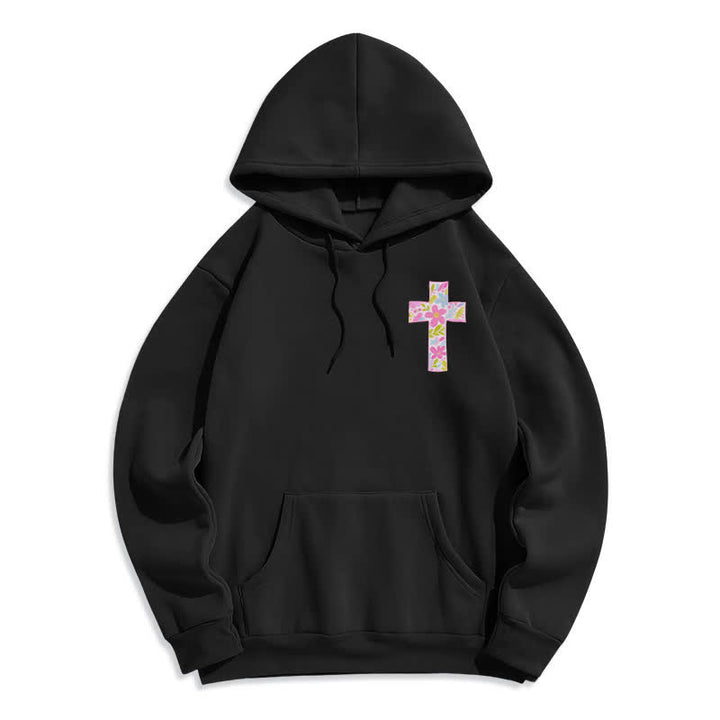 Christianartworkshop Sudaderas con capucha y cruz floral: Con Dios todo es posible. - image 2