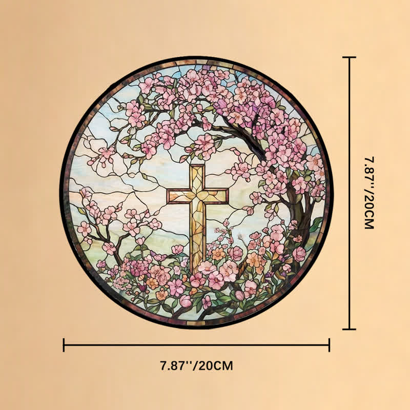 Christianartworkshop Atrapasueños de cristal con forma de cruz floral para jardín: emblema de radiantes bendiciones celestiales. - 7,87''*7,87''*0,14''/20*20*0,35 cm - image 8