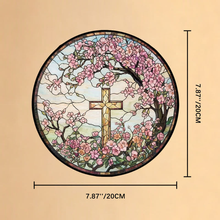 Christianartworkshop Atrapasueños de cristal con forma de cruz floral para jardín: emblema de radiantes bendiciones celestiales. - 7,87''*7,87''*0,14''/20*20*0,35 cm - image 8