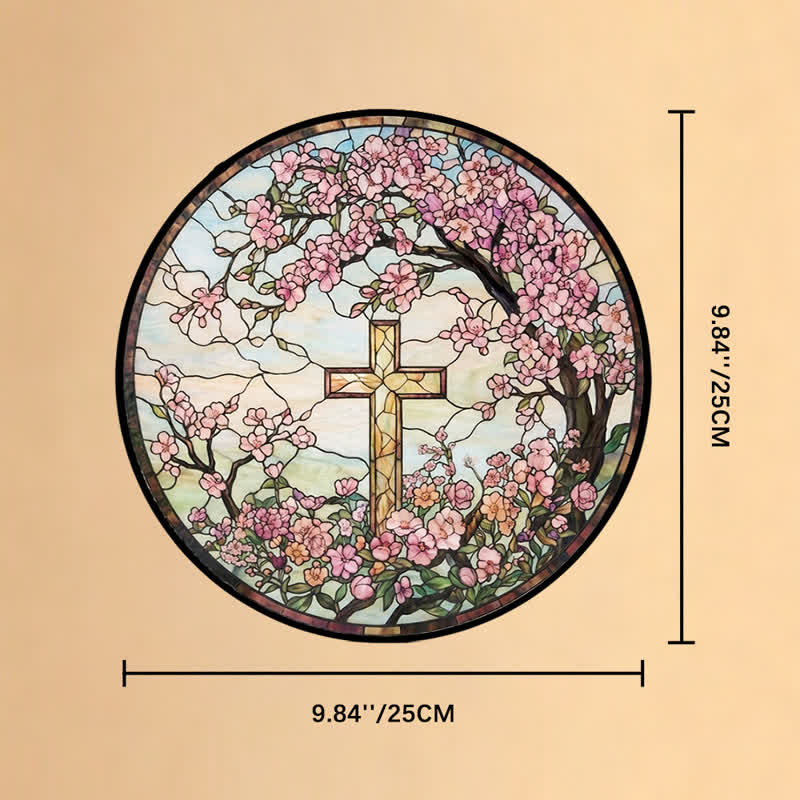 Christianartworkshop Atrapasueños de cristal con forma de cruz floral para jardín: emblema de radiantes bendiciones celestiales. - 9,84''*9,84''*0,14''/25*25*0,35 cm - image 9