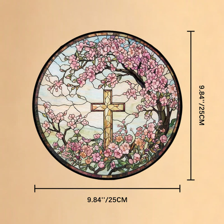 Christianartworkshop Atrapasueños de cristal con forma de cruz floral para jardín: emblema de radiantes bendiciones celestiales. - 9,84''*9,84''*0,14''/25*25*0,35 cm - image 9
