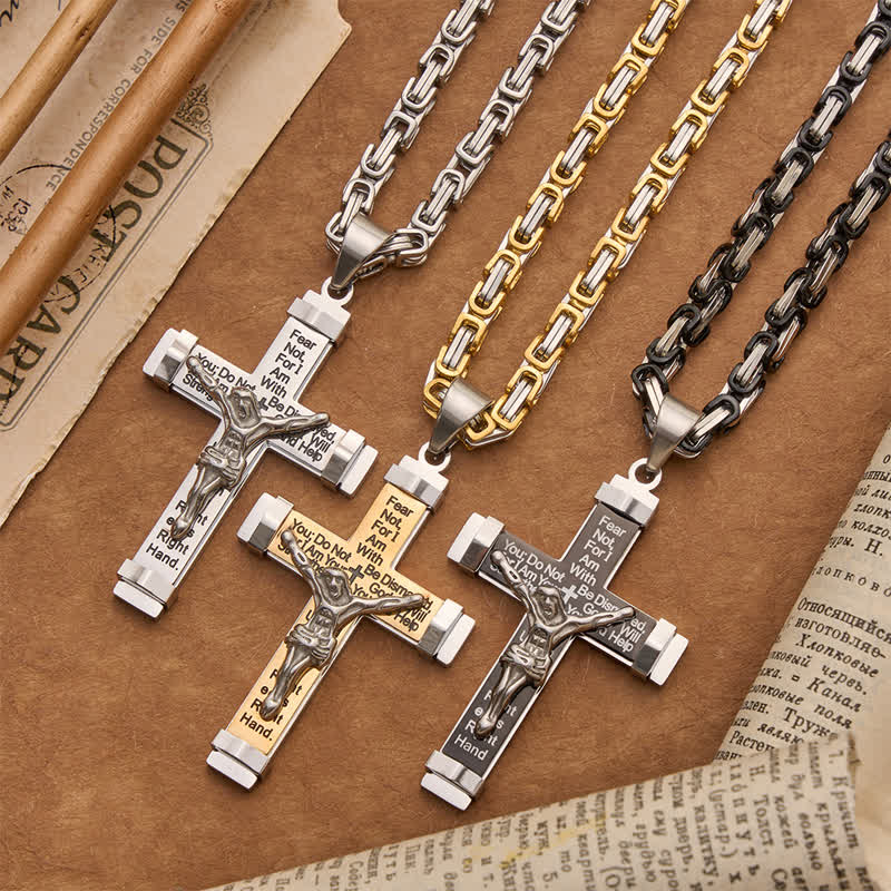 Christianartworkshop Collar con crucifijo de acero inoxidable esculpido en 3D: símbolo de una promesa divina eterna. - image 0