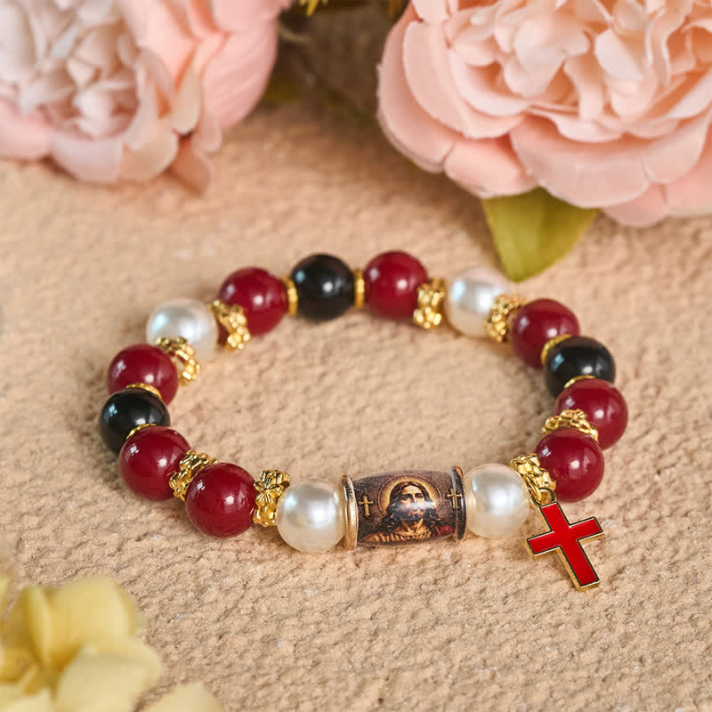 Christianartworkshop Pulsera con dije de aleación con icono sagrado impreso: portadora de una serena tranquilidad. - Jesús - image 1