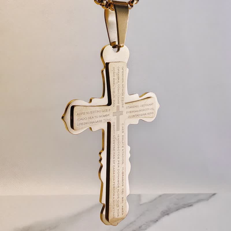 Christianartworkshop Collar con cruz y versículo español de doble eslabón: símbolo de la suave protección celestial. - image 10